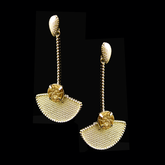 Brinco Leque com Capim Dourado