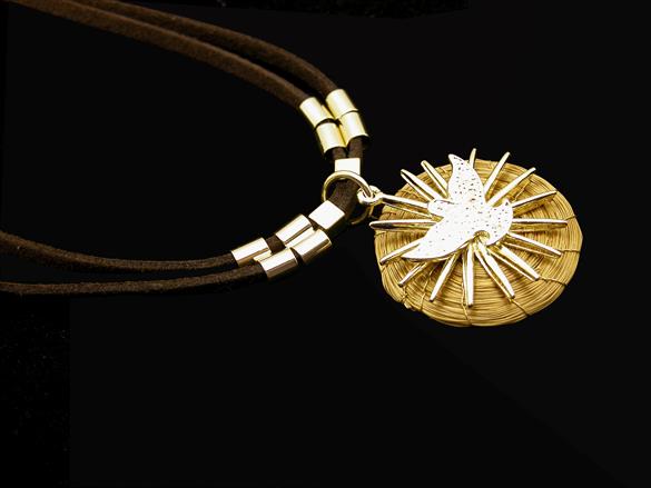 Golden Grass Necklace with Holy Spirit and rays
