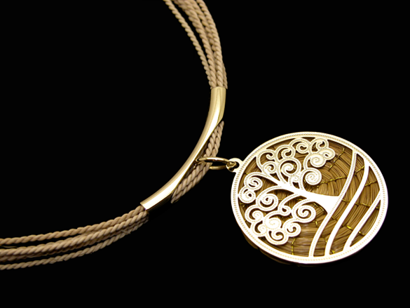 Buriti Straw necklace and pendant with Golden Grass